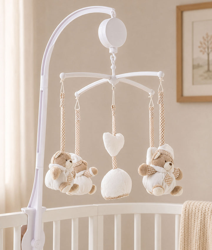 Bear Musical Mobile | White & Beige