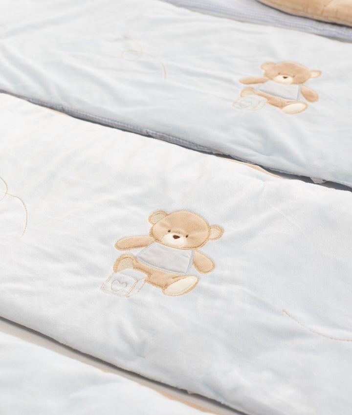Blue cot bumper set for baby cot