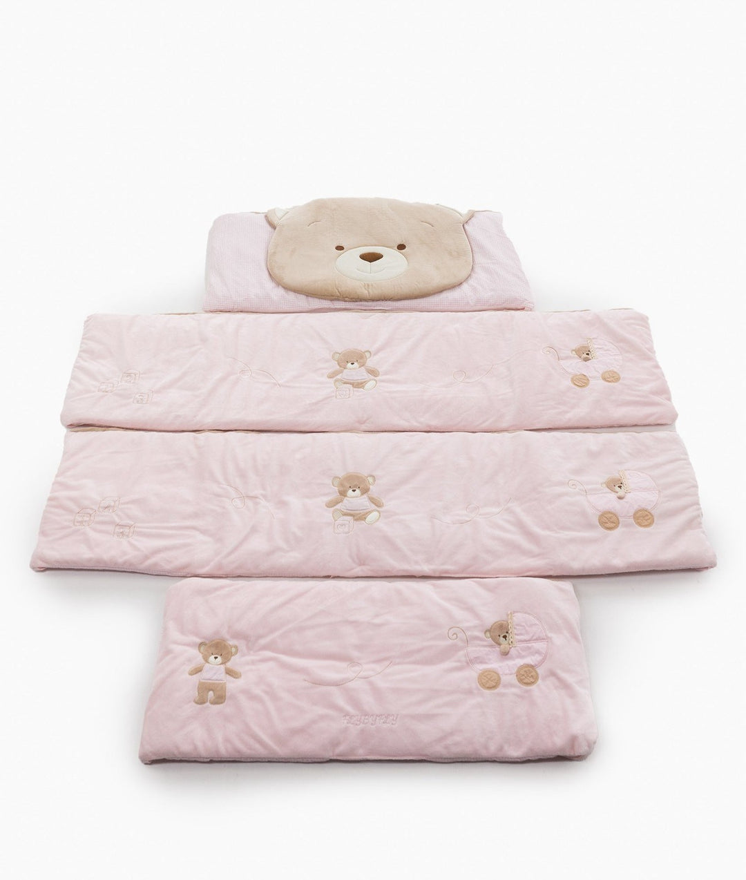 Pink cot bumper set for baby cot