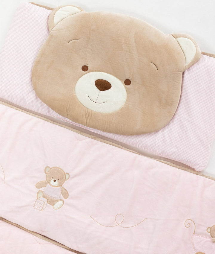 Pink cot bumper set for baby cot