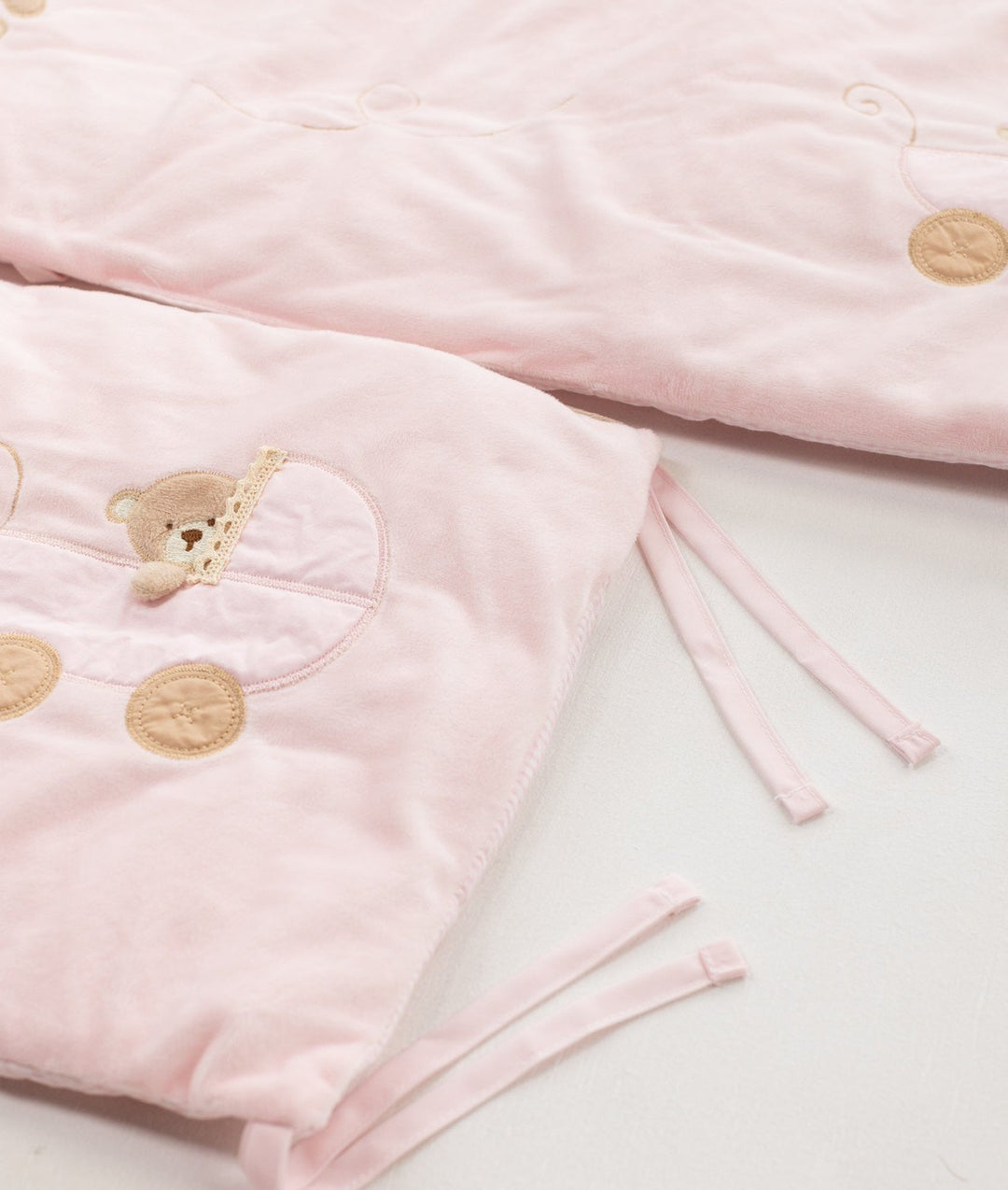 Pink cot bumper set for baby cot