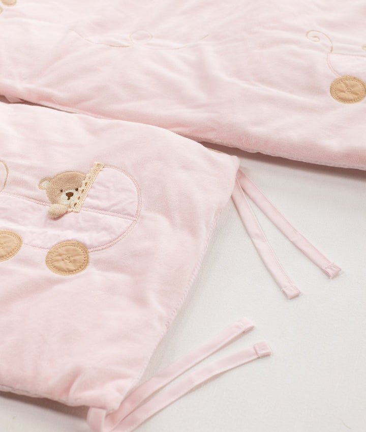 Pink cot bumper set for baby cot