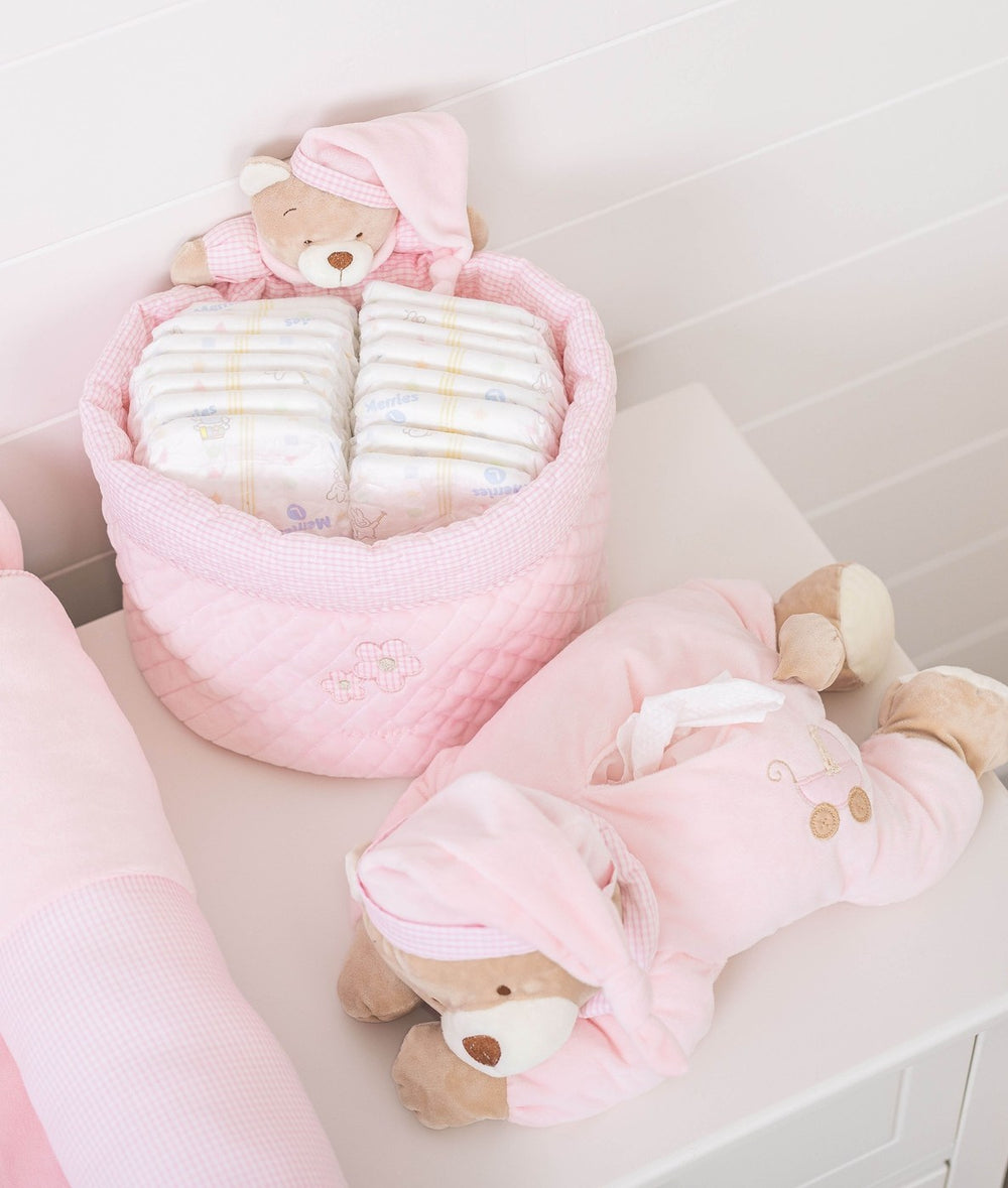 Baby wipes holder for nursery in pink