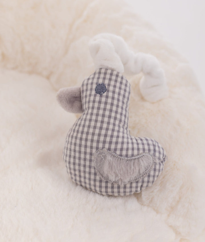 White and grey bear armchair with rattle for toddlers