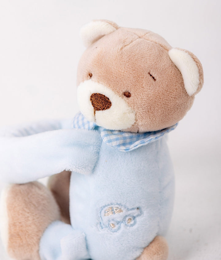 Blue bear curtain tieback for nursery