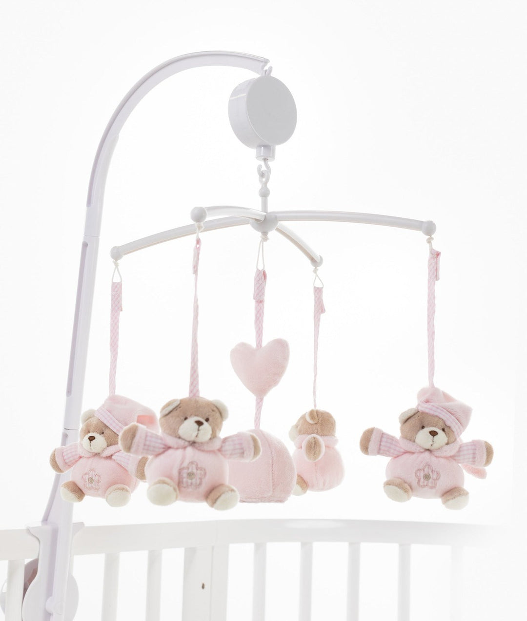 Pink bear musical mobile for baby cot