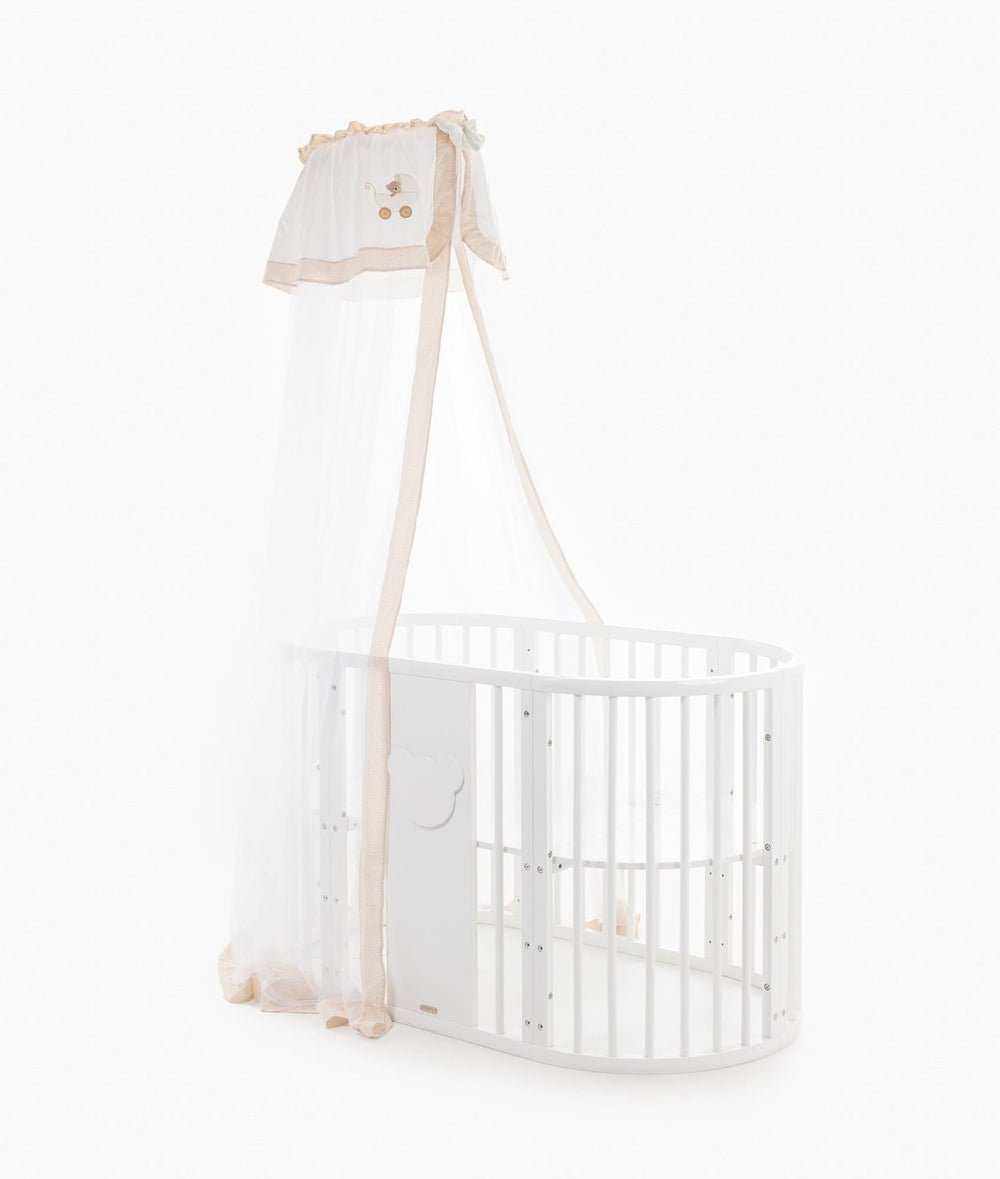 White and beige cot canopy and stand set