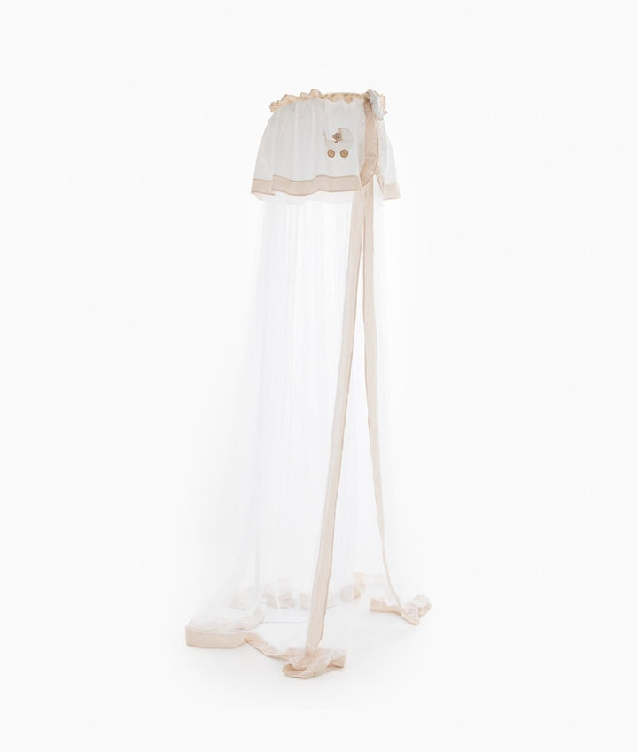 White and beige cot canopy and stand set