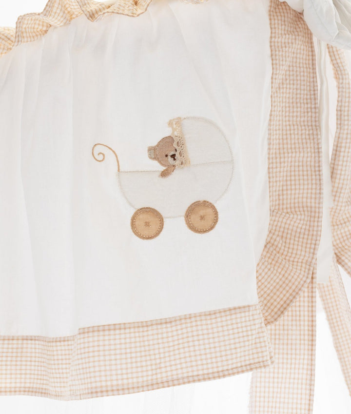 White and beige cot canopy and stand set