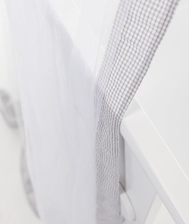 White and grey cot canopy and stand set