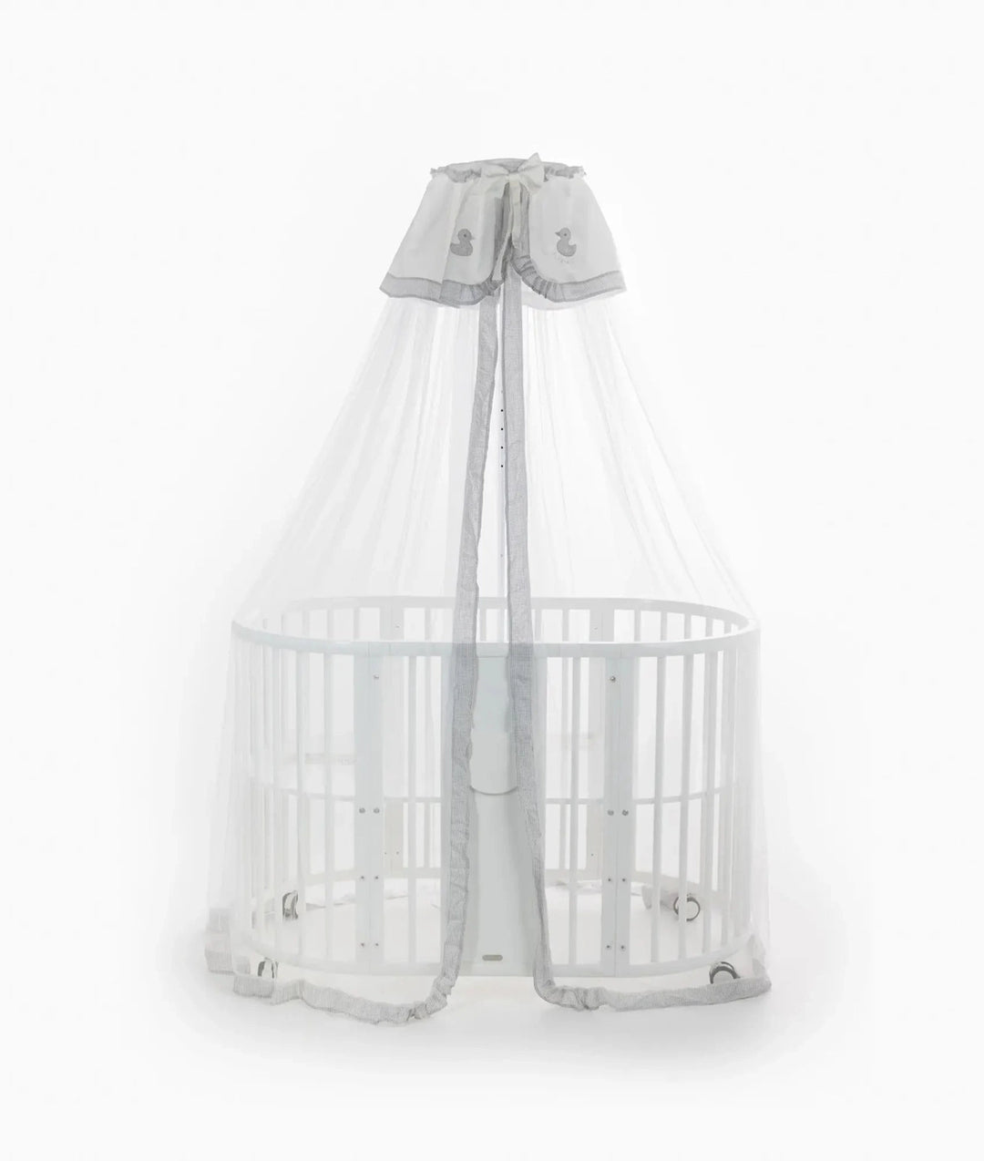 White and grey cot canopy and stand set