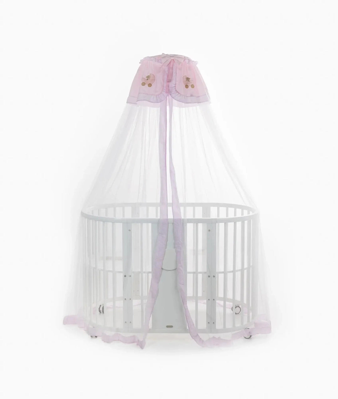 White and pink cot canopy and stand set