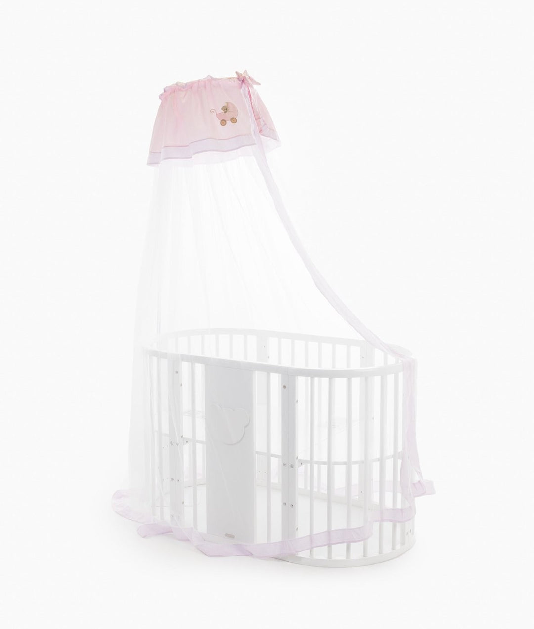 White and pink cot canopy and stand set
