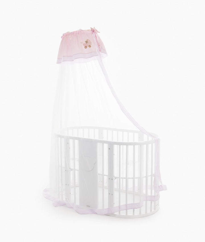White and pink cot canopy and stand set