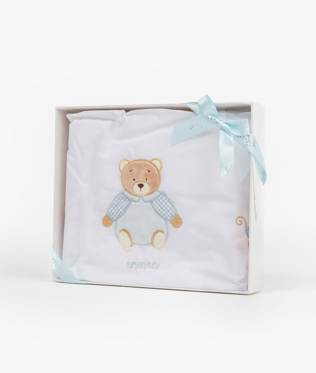 Fitted sheet for cot in white and blue