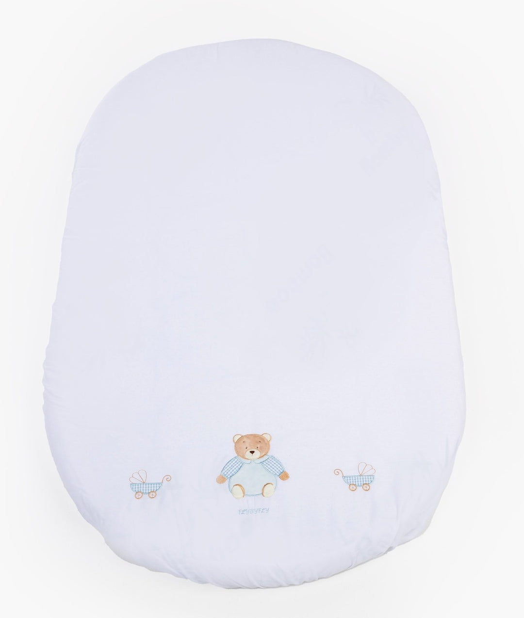 Fitted sheet for cot in white and blue