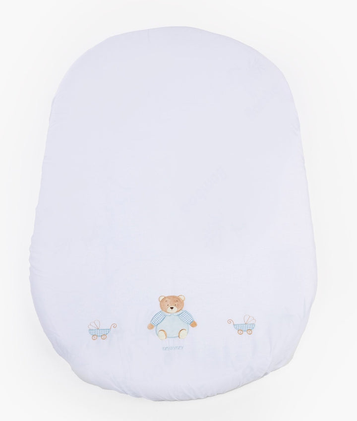 Fitted sheet for cot in white and blue
