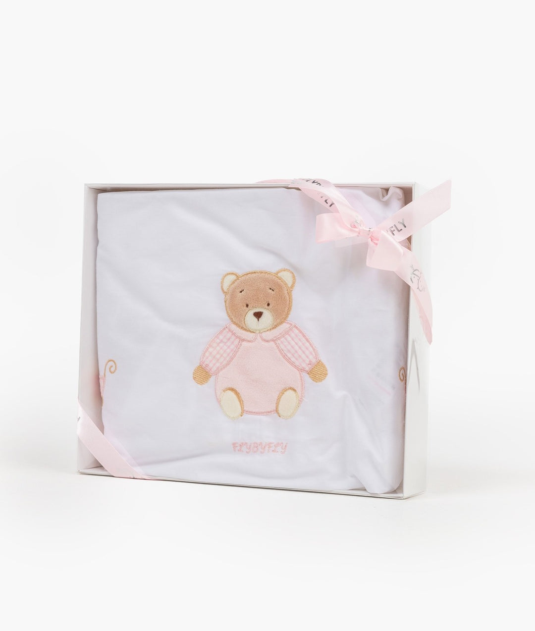 Fitted sheet for cot in white and pink