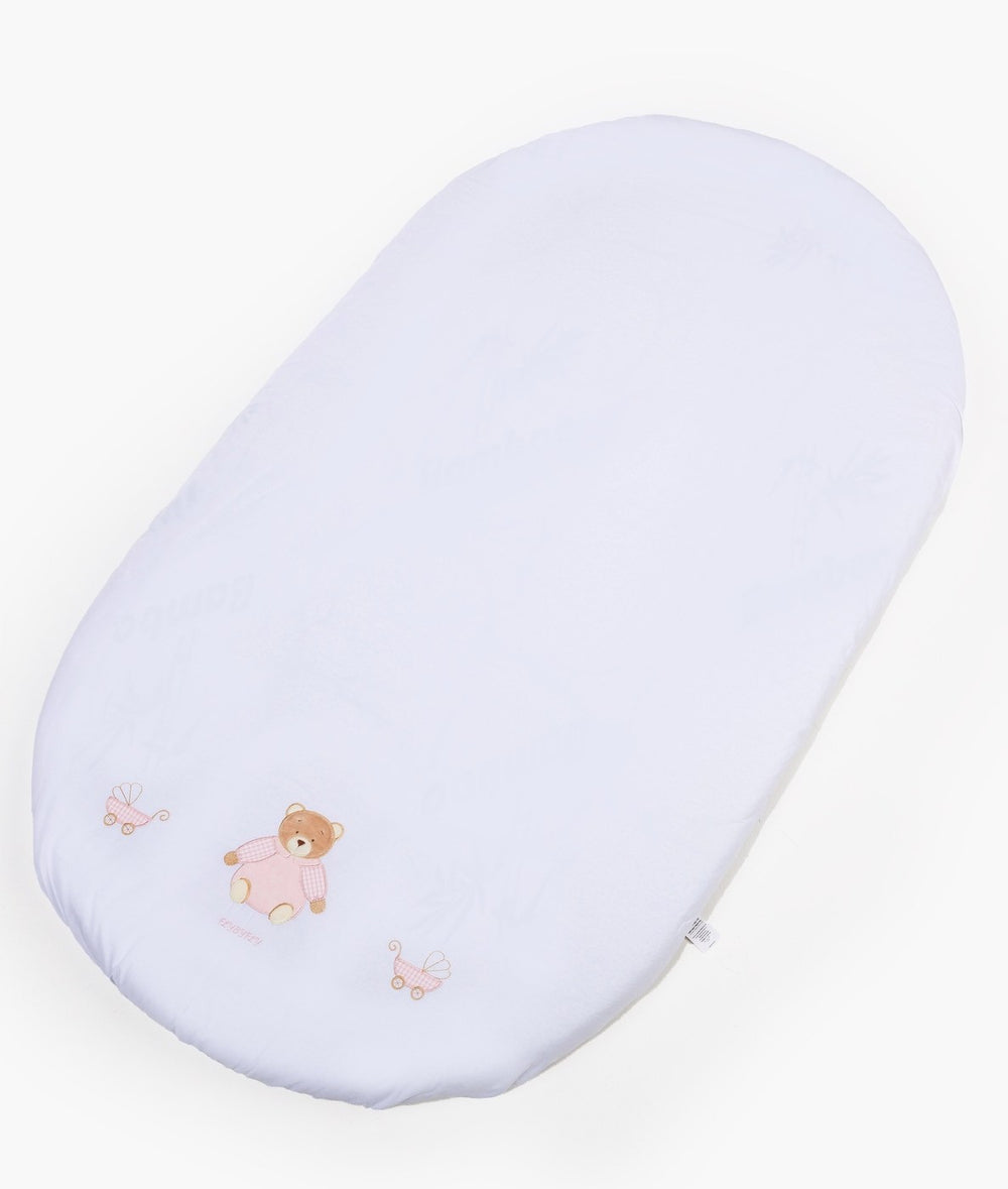 Fitted sheet for cot in white and pink
