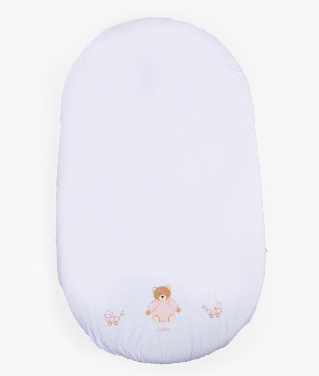 Fitted sheet for cot in white and pink