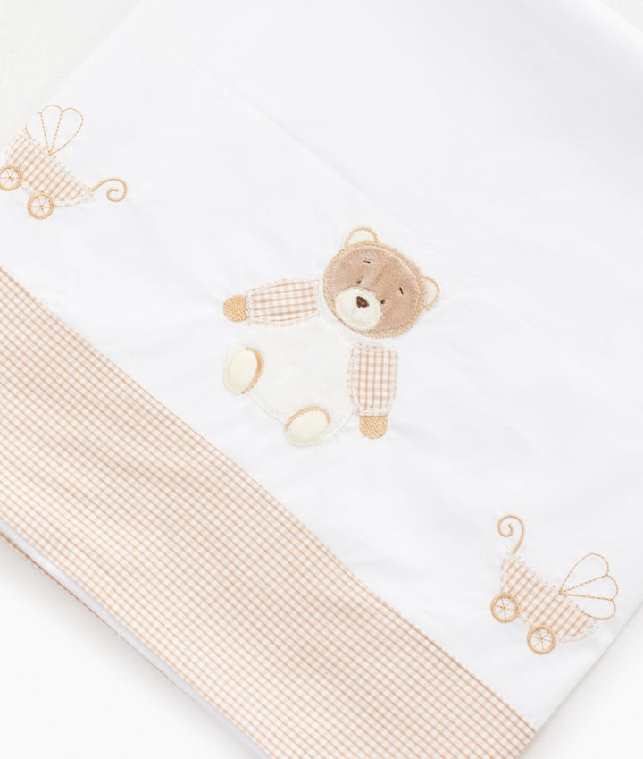 Flat sheet for cot in white and beige