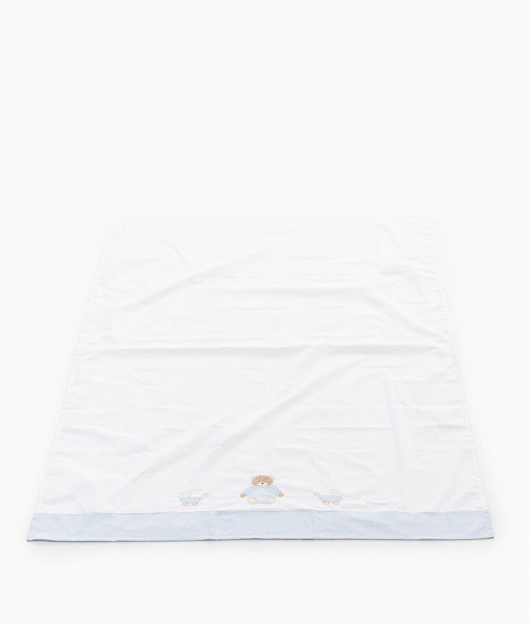 Flat sheet for cot in white and blue