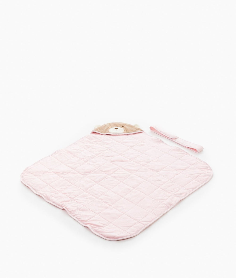 Soft hooded baby wrap in pink