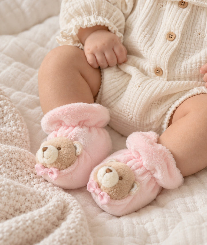 Bear Baby Booties | Pink