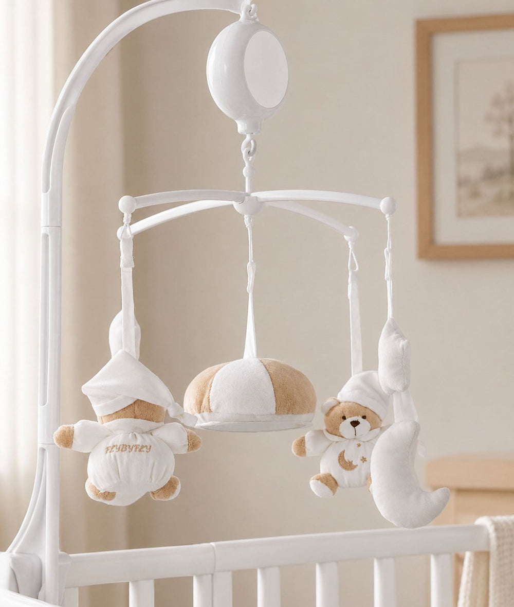 Bear musical mobile with moon and stars