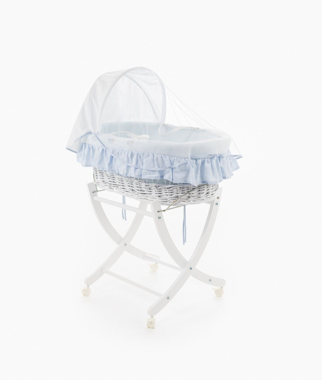 Baby Moses basket and stand set in blue