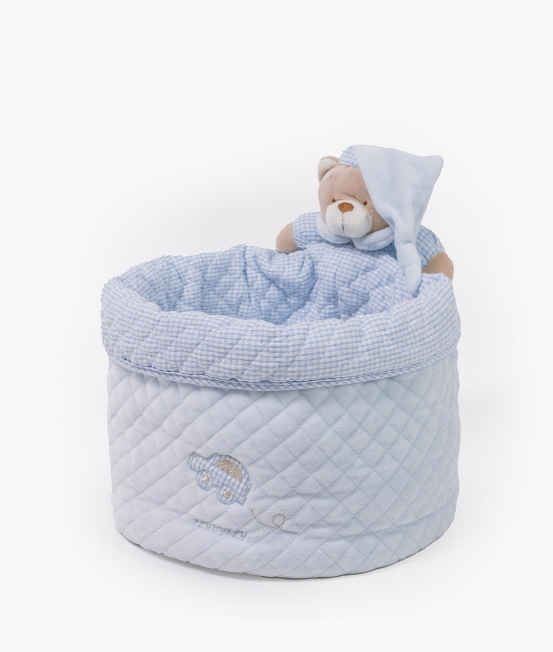 Baby nappy caddy for nursery in blue