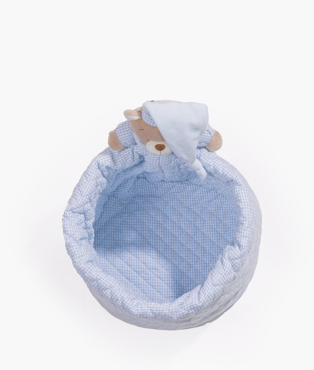 Baby nappy caddy for nursery in blue