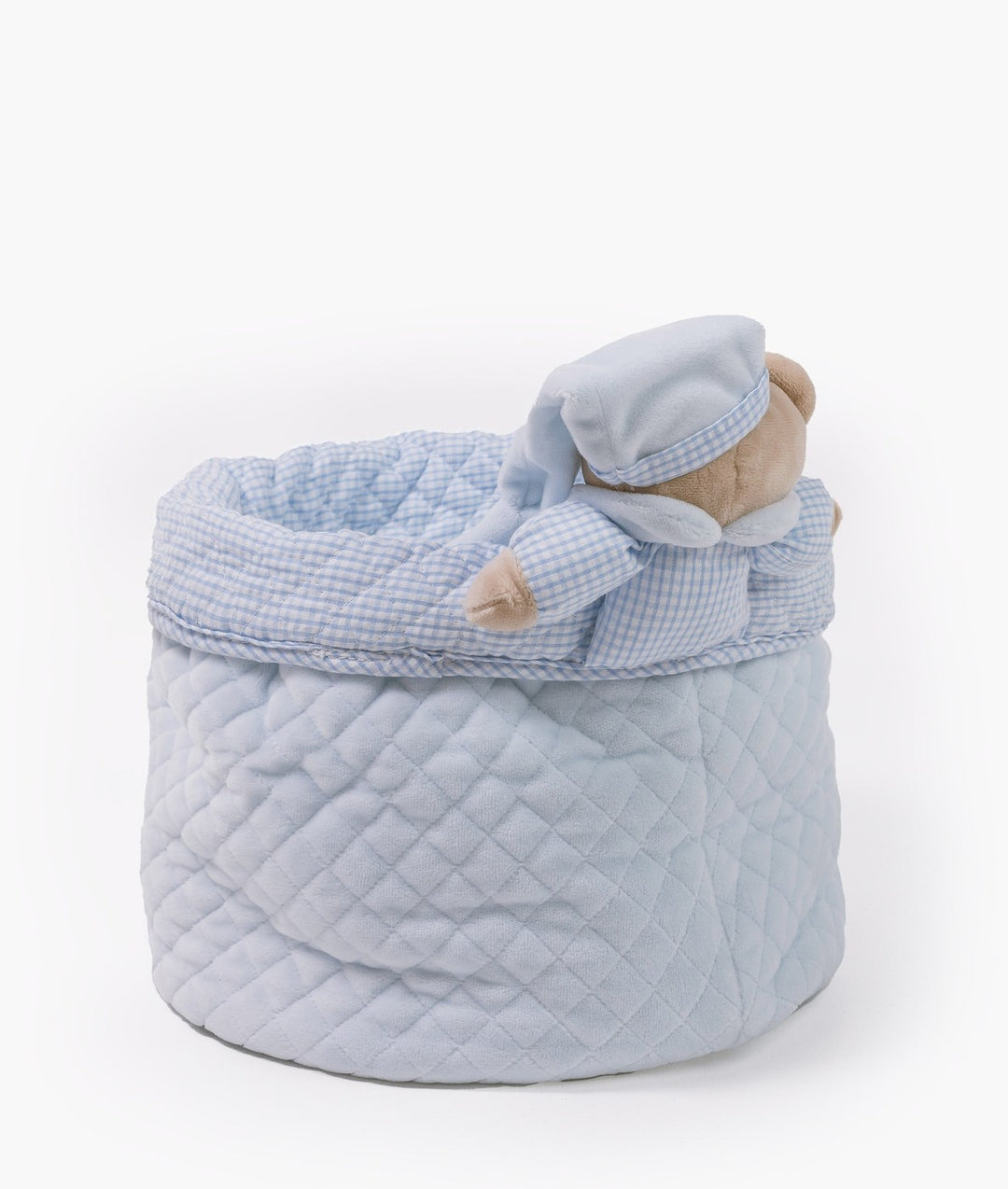 Baby nappy caddy for nursery in blue
