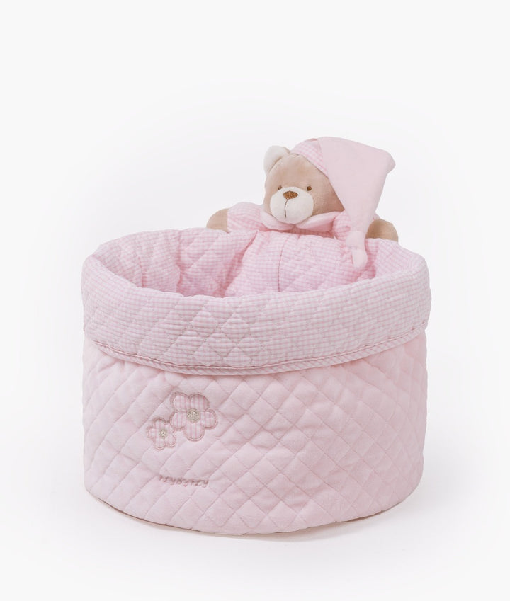 Baby nappy caddy for nursery in pink