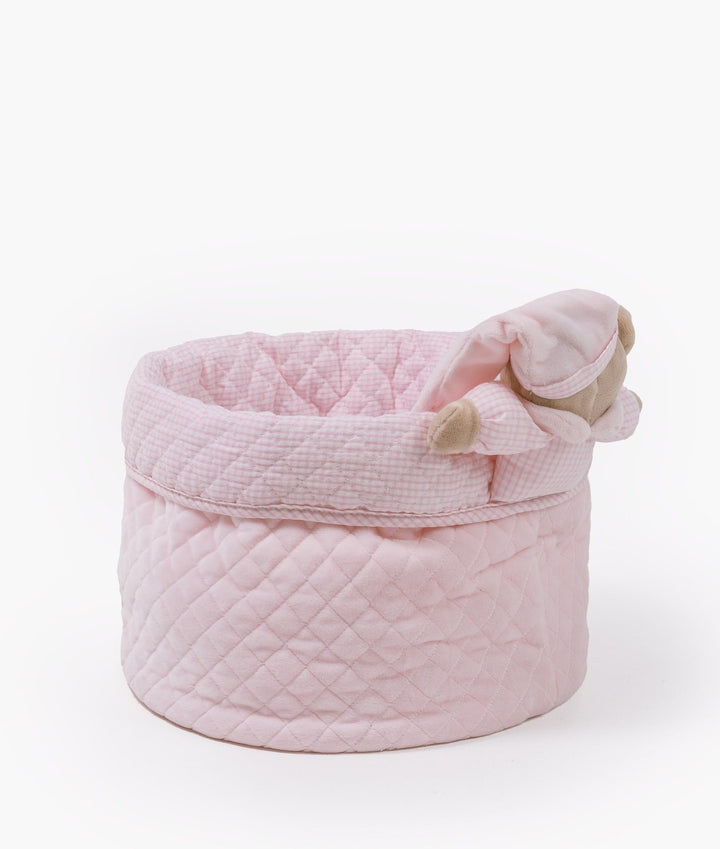 Baby nappy caddy for nursery in pink