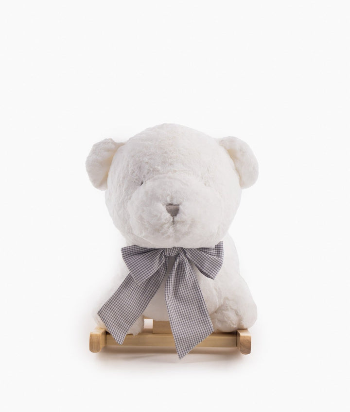 White and grey rocking teddy bear for toddlers and kids