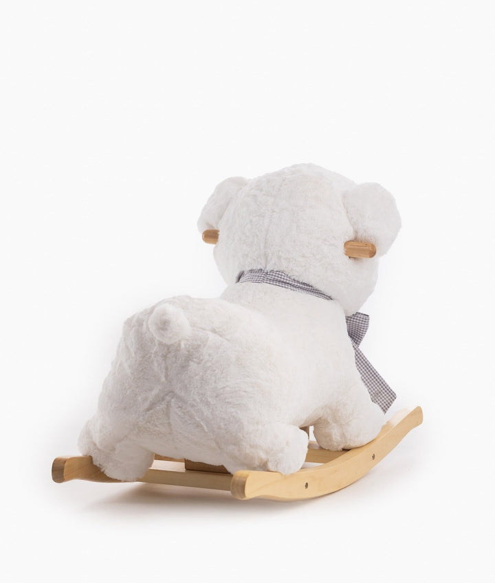 White and grey rocking teddy bear for toddlers and kids