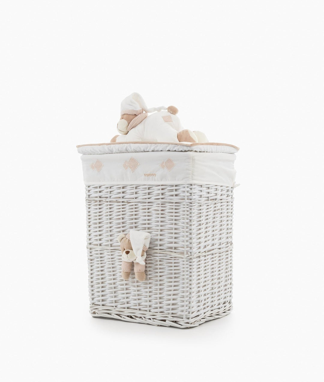 White and beige square storage basket set