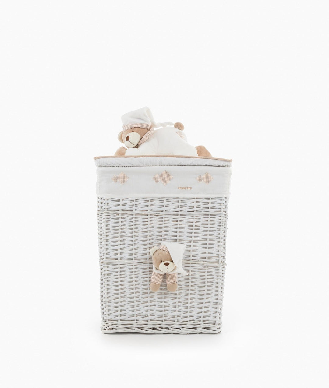 White and beige square storage basket set