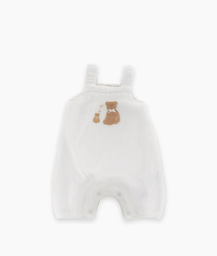 Teddy Overalls | Beige & White