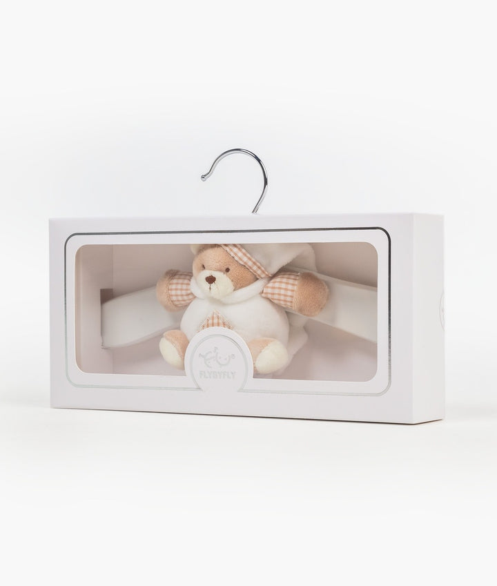 White and beige wooden hanger