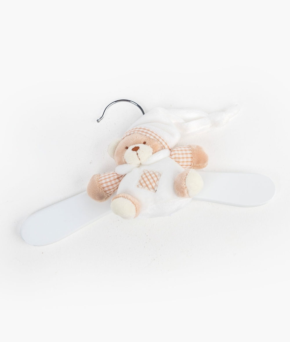 White and beige wooden hanger