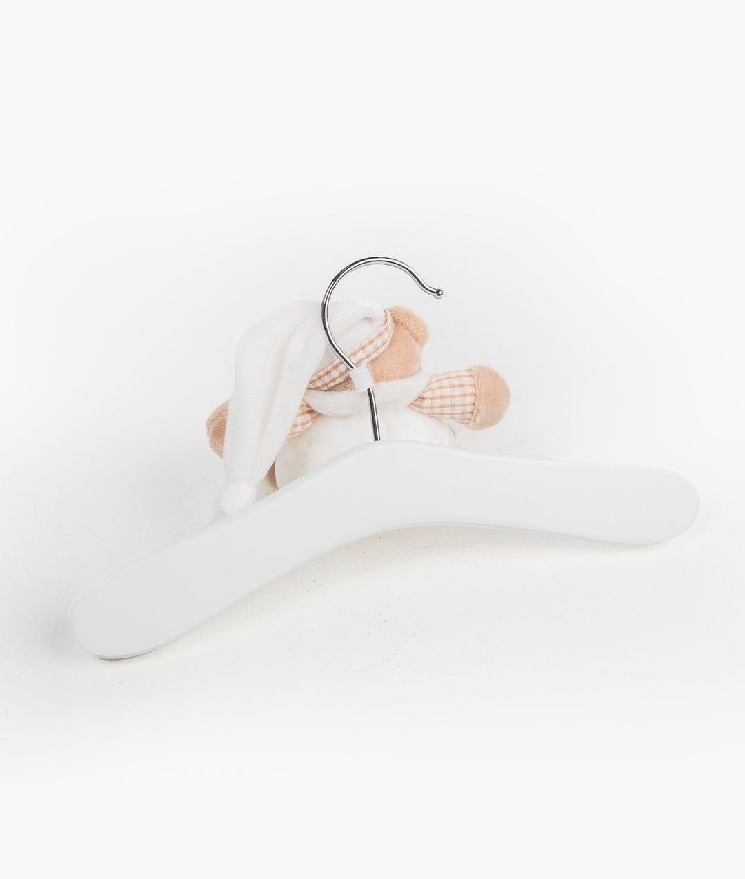 White and beige wooden hanger