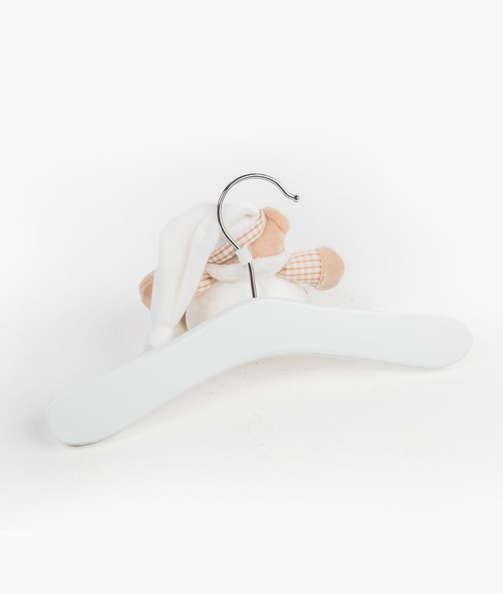 White and beige wooden hanger
