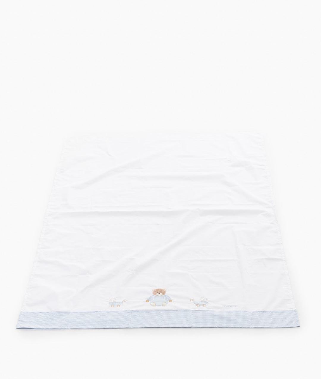 Flat sheet for cot in white and blue