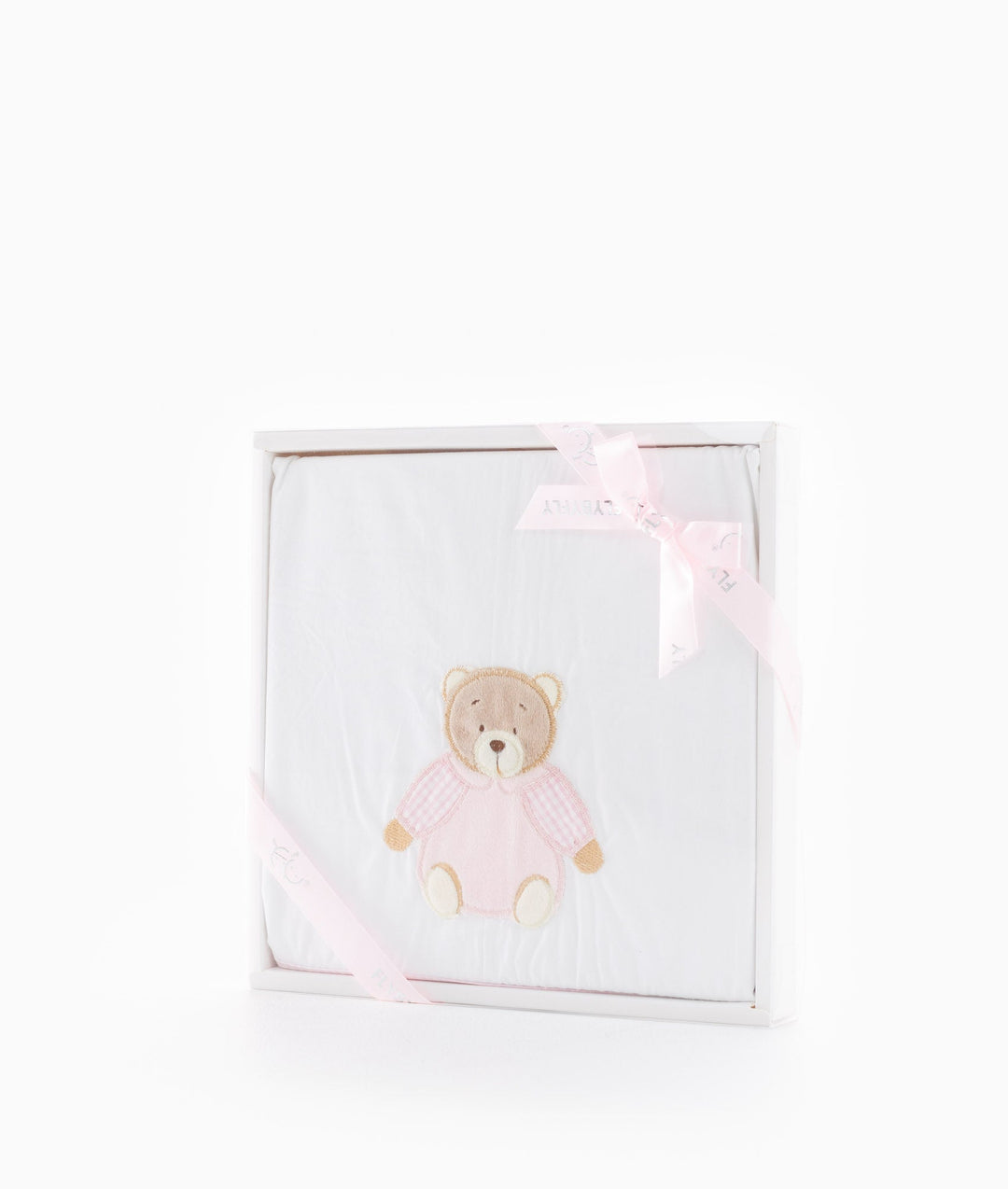 Flat sheet for cot in white and pink