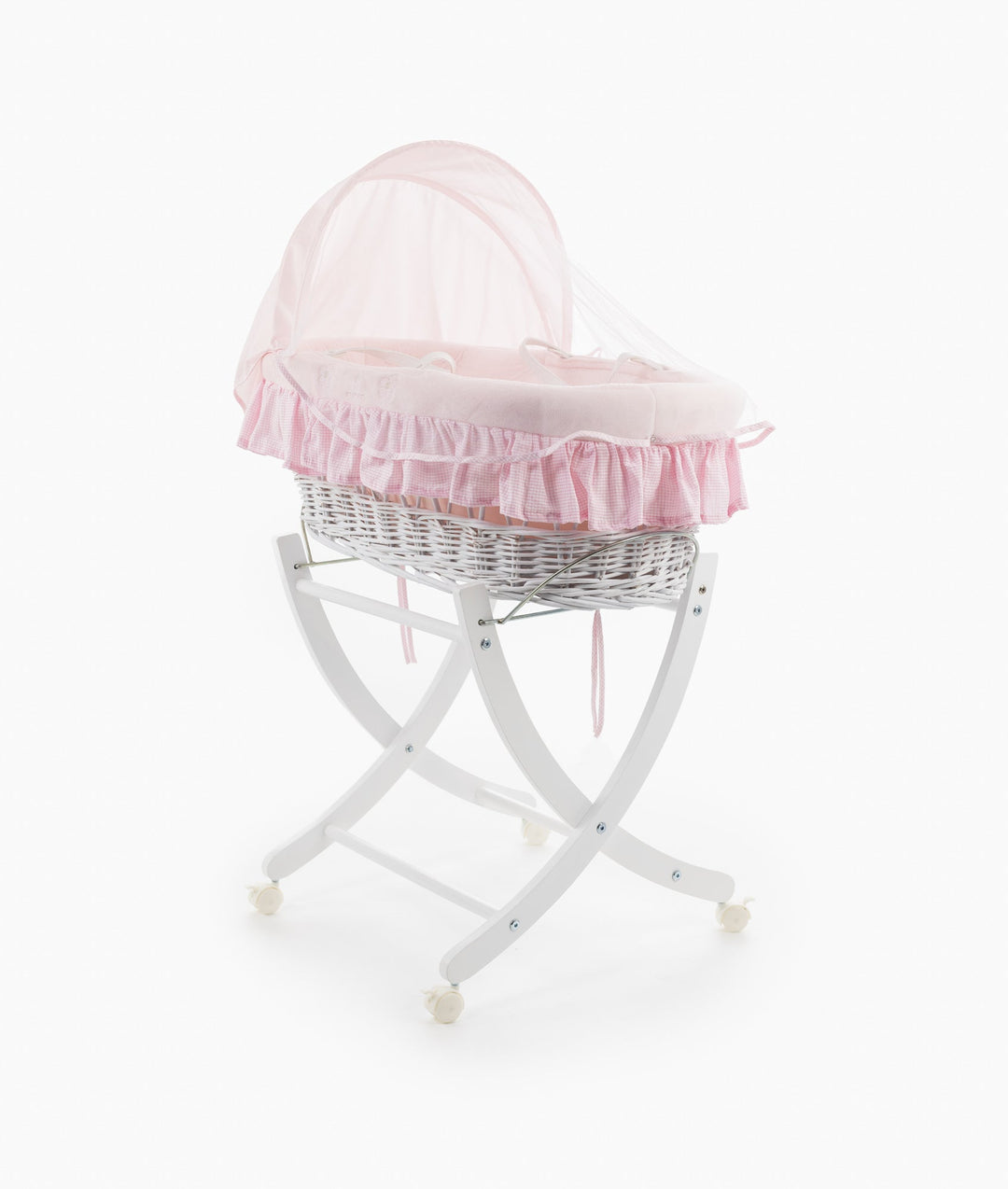 Baby Moses basket and stand set in pink