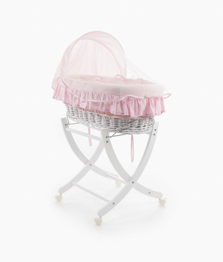 Baby Moses basket and stand set in pink