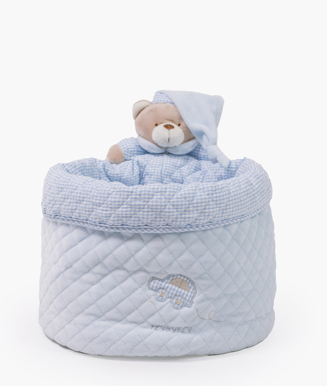Baby nappy caddy for nursery in blue
