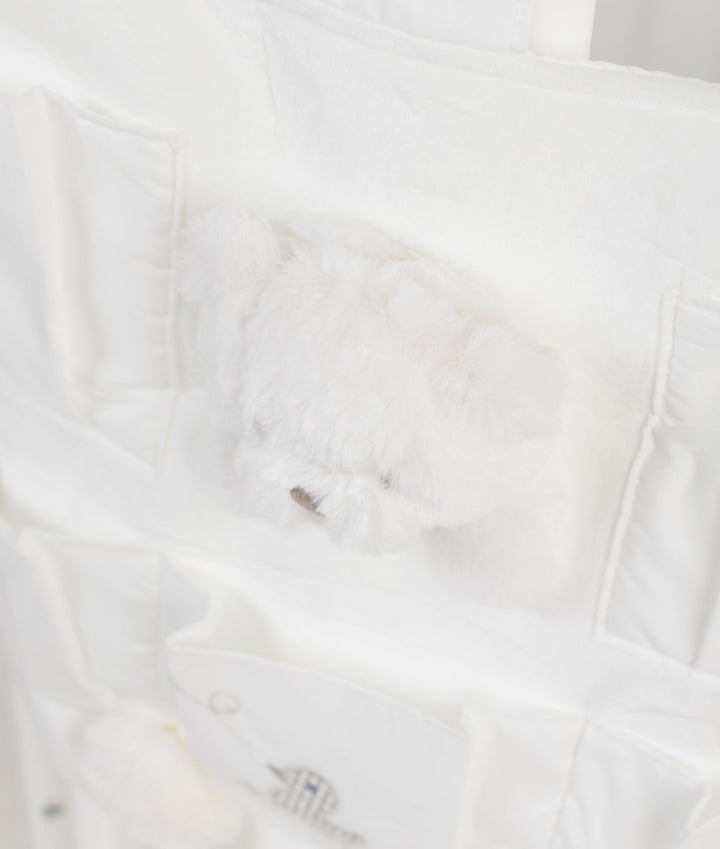 Baby nursery organiser in white and grey